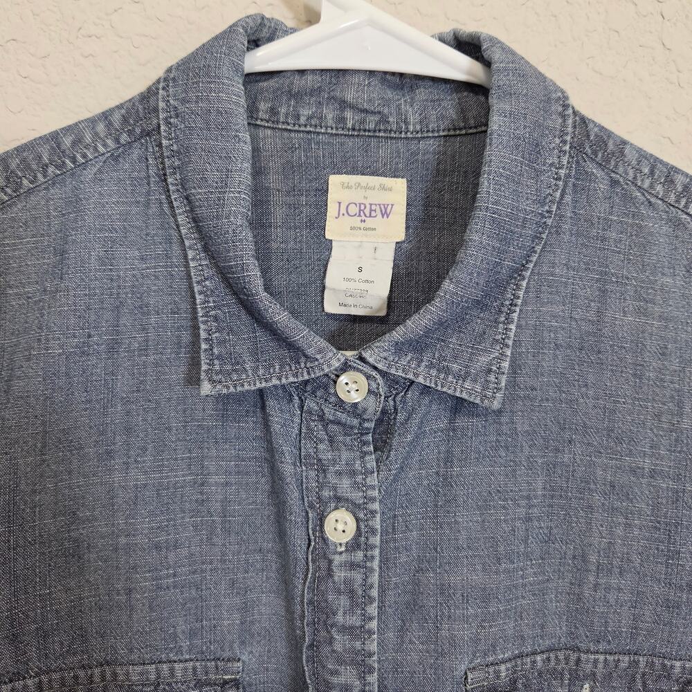 J Crew Factory Perfect Shirt Womens S Chambray Button Up Casual Cotton Fall - Picture 5 of 12